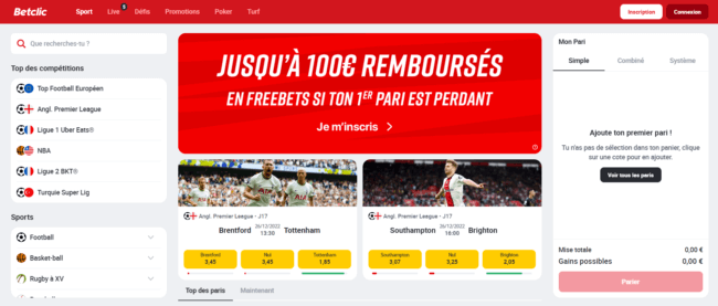 Plateforme paris en ligne Betclic